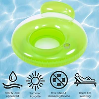 Pool Central 4ft. Green Inflatable Inner Tube Swimming Pool Float with Backrest