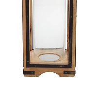 Brown Mango Wood Traditional Candle Holder Lantern, 31" x 8" x 8"