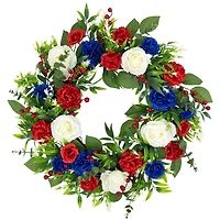 24" Carnation & Rose Artificial Americana Wreath