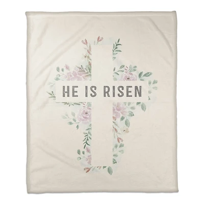 Watercolro Floral Cross Risen 3 50" x 60" Coral Fleece Blanket