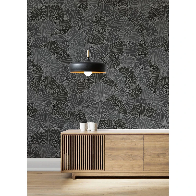 Katie Hunt Charcoal Gray Petals Wall Mural