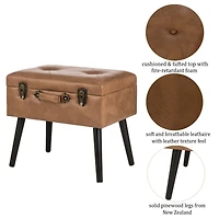 Glitzhome® Leatherette Upholstered Storage Stool