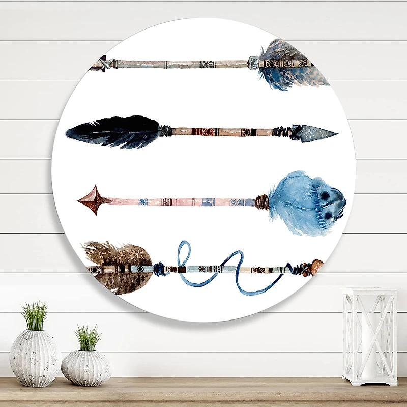 Designart - Ethnic Feathers and Flowers On Native Arrows IV