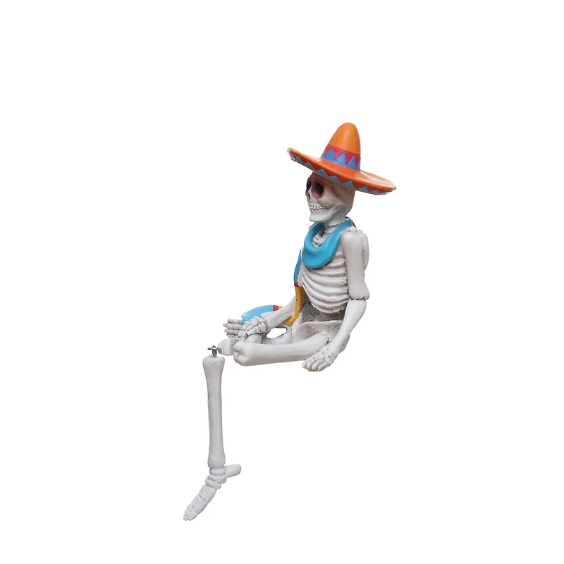 9" Day of the Dead Sitting Skeleton with Sombrero Tabletop Décor by Ashland®