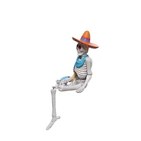 9" Day of the Dead Sitting Skeleton with Sombrero Tabletop Décor by Ashland®