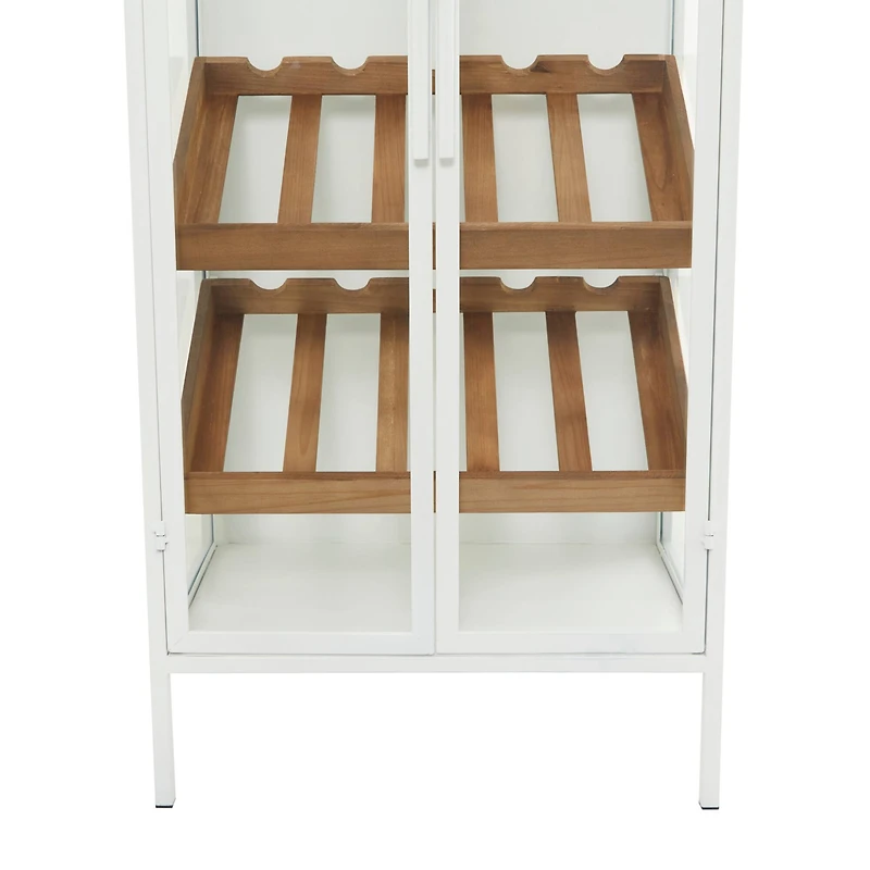 White Metal Farmhouse Standing Wine Rack 41" x 21" x 14"