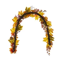 Glitzhome® 72" Fall Dahlia Pumpkin, Leaf and Berry Garland