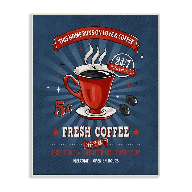Stupell Industries Fresh Coffee Wooden Wall Plaque