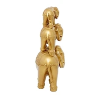 17" Gold Glam Stacked Elephant Sculpture