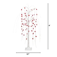 4ft. Pre-Lit Artificial Valentine's Day Willow Tree with 48 Heart Shaped LED Lights