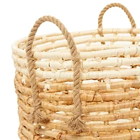 Round Beige Contemporary Sea Grass Storage Basket Set