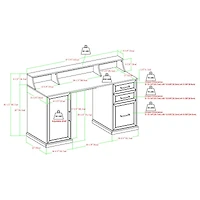 Walker Edison 58" Birch 3 Drawer Computer Desk with Hutch