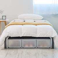 IRIS® Medium Gray Stackable Storage Bin with Clear Drawer