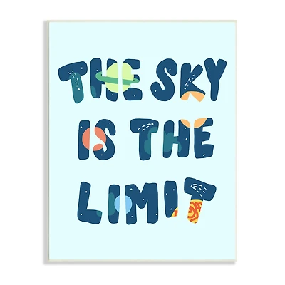 Stupell Industries Sky Is the Limit Quote Space Planet Typography Wall Plaque