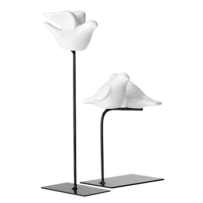 American Art Decor Ceramic Companions 2-Piece Ceramic & Metal Table Top Decor - 10.25" x 3.37", 6.25" x 5.5"