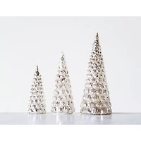 Hello Honey® Silver Embossed Mercury Glass Tree Set