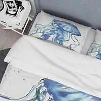 Designart 'Blue Deep Sea X' Coastal Bedding Set