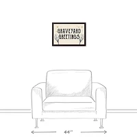 Graveyard Greetings Black Framed Canvas Wall Art