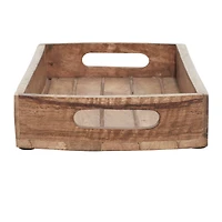 Light Brown Mango Wood Rustic Tray Set