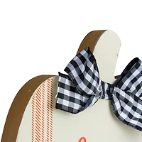 8" Blue & Beige Fall Harvest Wooden Pumpkin Welcome Plaque Set