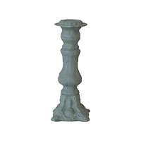 Hello Honey® 8" Green Embossed Cast Aluminum Taper Candleholder