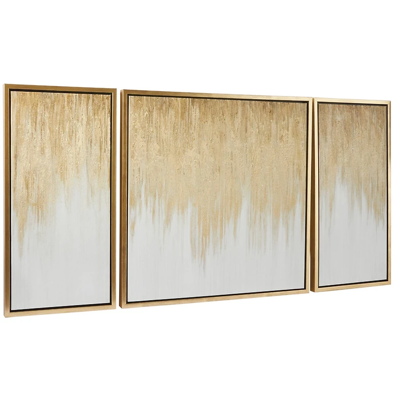 Gold Canvas Ombre Geode Framed Wall Art with Gold Frame Set of 3 32", 16", 16"
