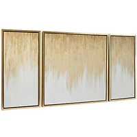 Gold Canvas Ombre Geode Framed Wall Art with Gold Frame Set of 3 32", 16", 16"