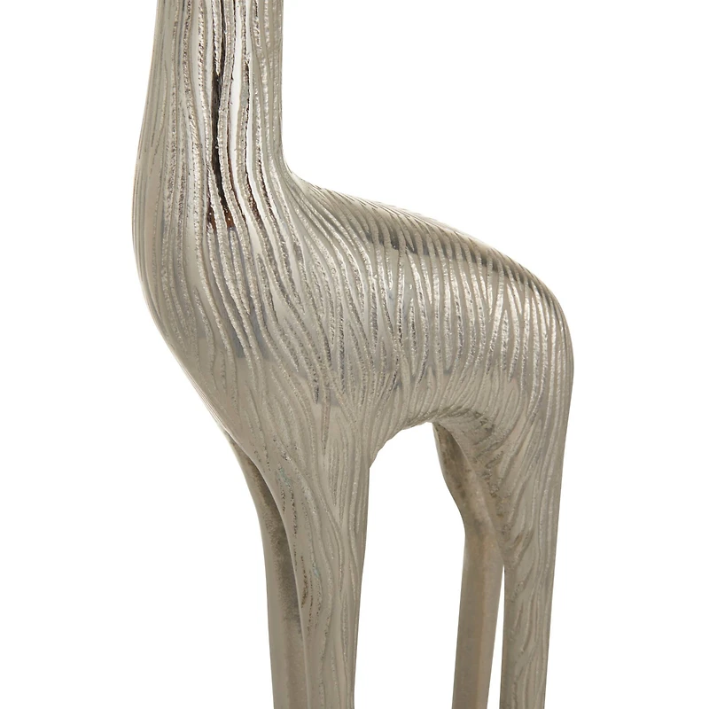 Silver Aluminum Contemporary Giraffe Sculpture Set
