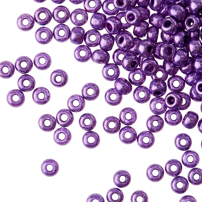 12 Pack: John Bead Purple Metallic Czech Glass Seed Beads, 6/0