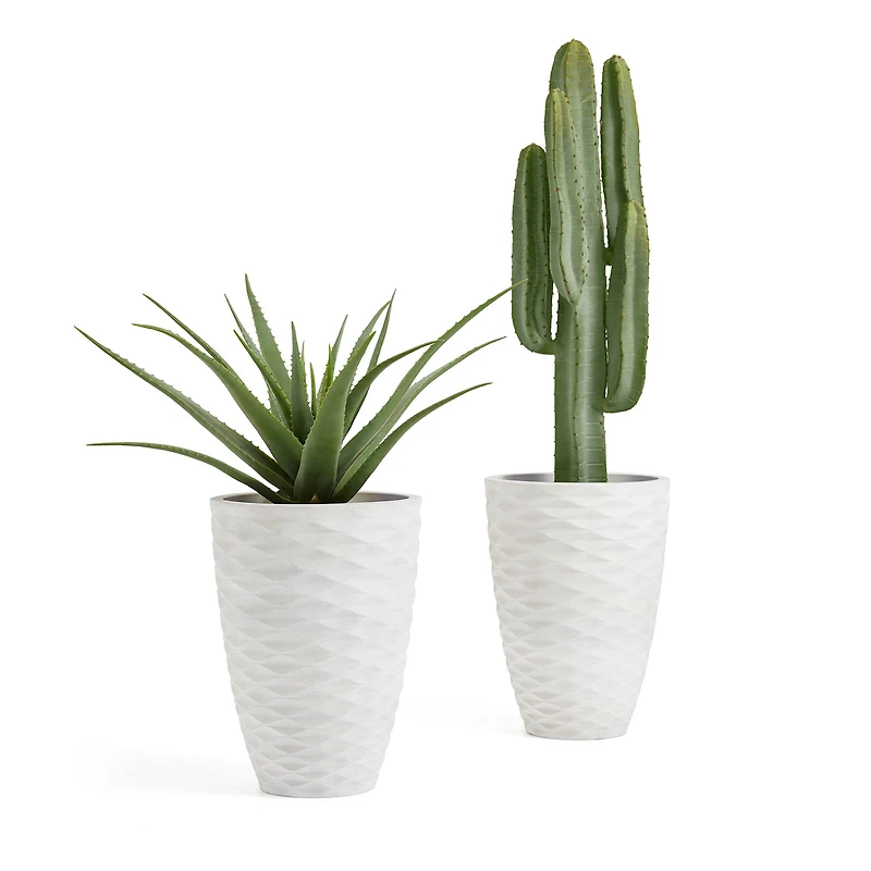 Glitzhome® 19" Eco-Friendly Oversized Tall Round Diamond Planters, 2ct.
