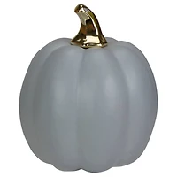 7" Gray & Gold Fall Harvest Ceramic Pumpkin Decoration