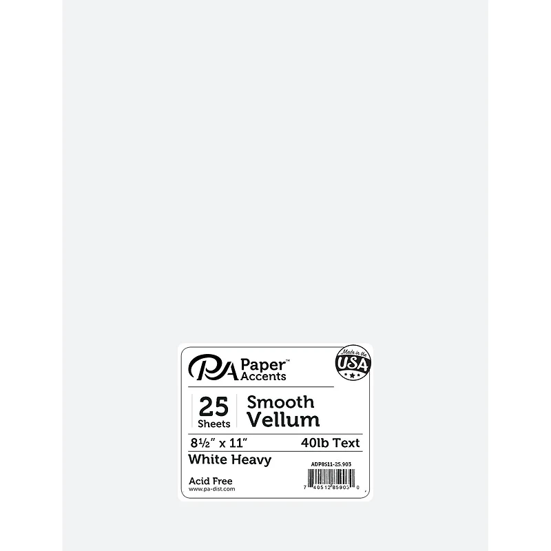 PA Paper™ Accents White Heavy 40lb. Smooth Vellum Paper Pad, 8.5" x 11"