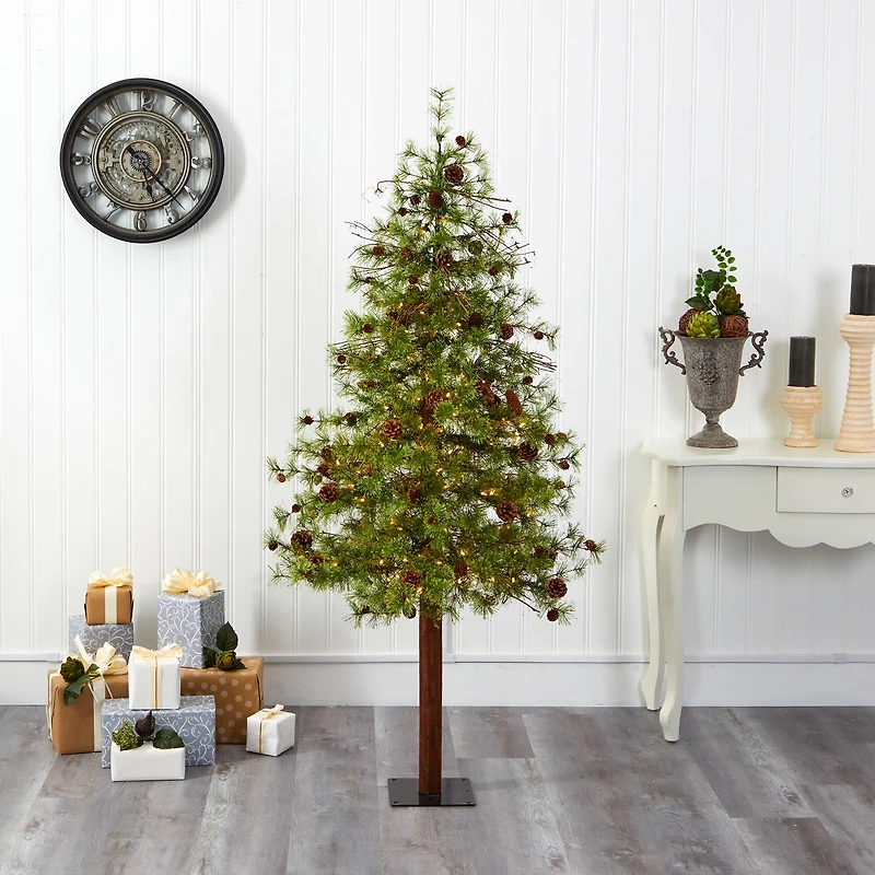 6ft. Pre-Lit Wyoming Alpine Artificial Christmas Tree, Clear LED Lights