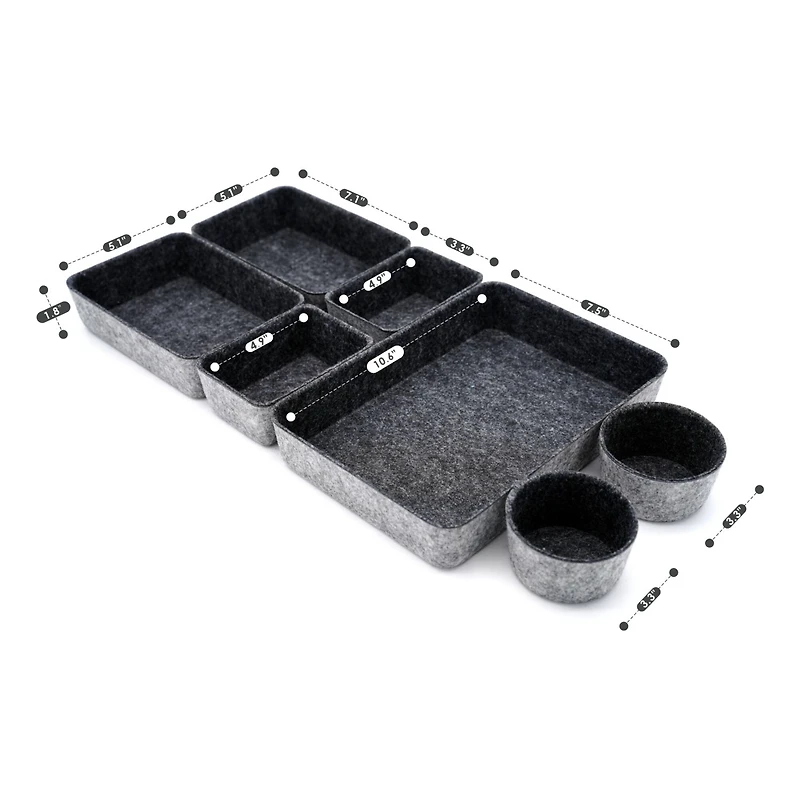 Welaxy Piece Felt Round Cups & Trays Drawer Organizer Set