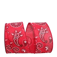 Reliant 2.5" x 10yd. Faux Linen Wired Red Bandana Ribbon