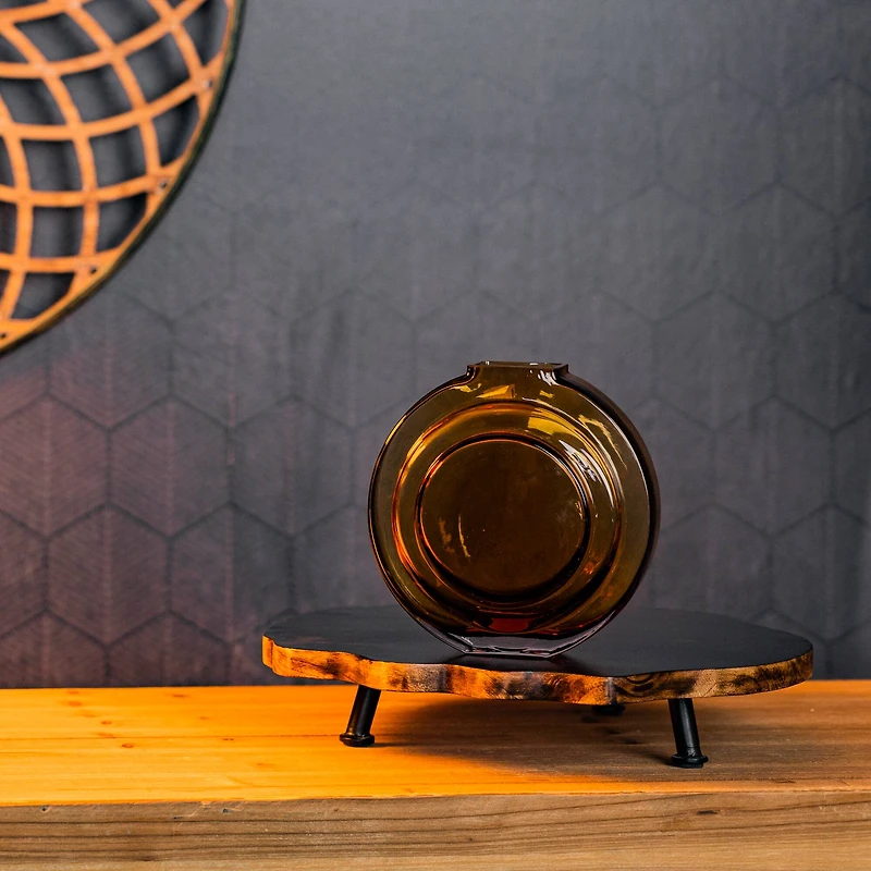 6.25" Round Amber Glass Vase