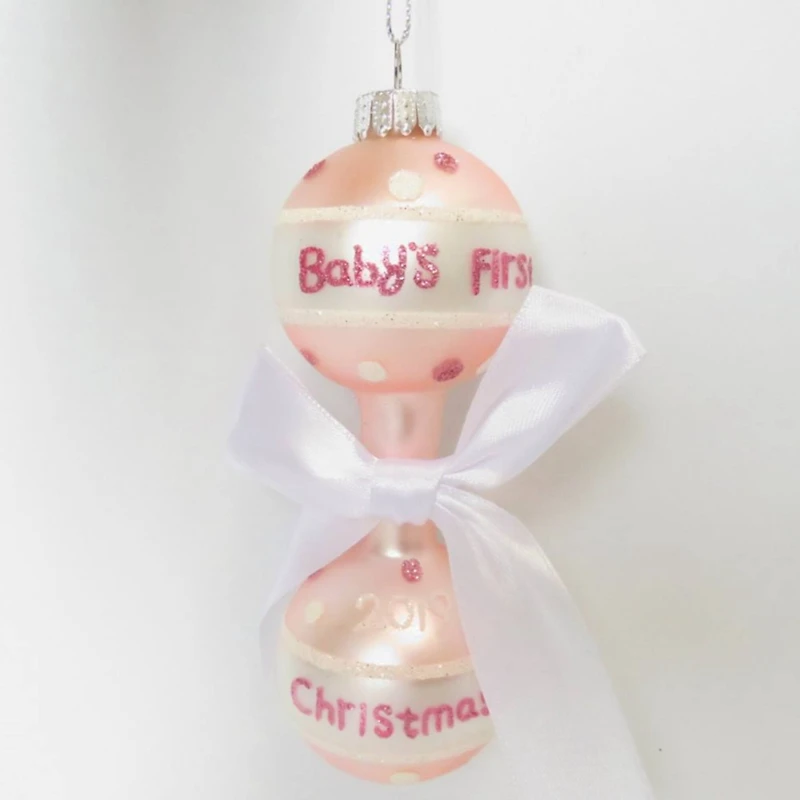 Baby Girl's First Christmas 2023 Glass Ornament - 5"