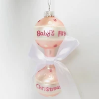 Baby Girl's First Christmas 2023 Glass Ornament - 5"