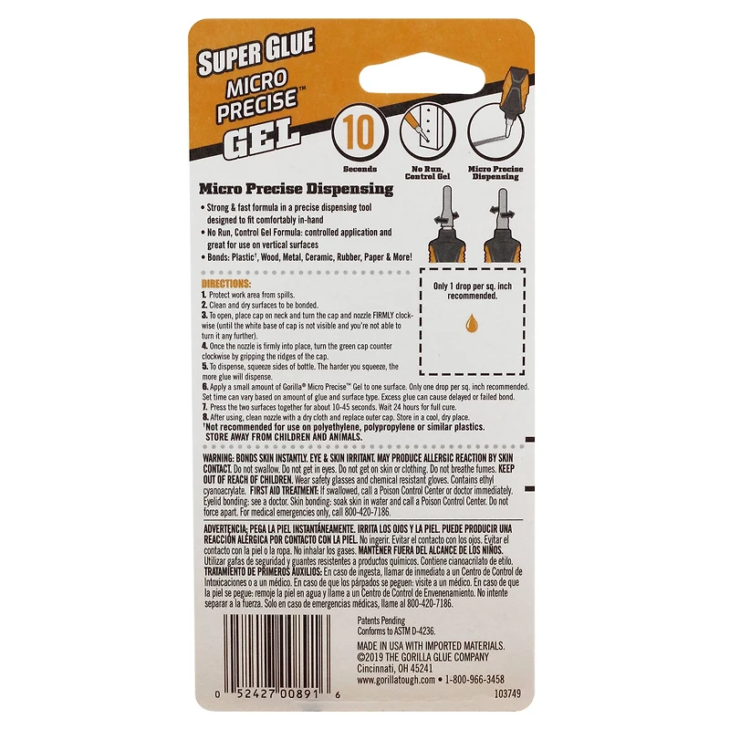 Gorilla® Super Glue Micro Precise Gel
