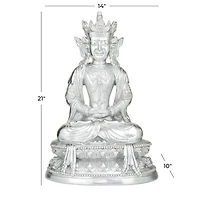Silver Resin Bohemian Buddha  Sculpture, Set of  21" x 14" x 10"