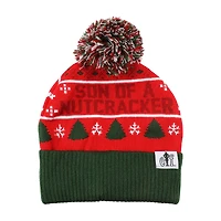 Elf™ Son of a Nutcracker Red & Green Pom Pom Beanie