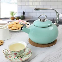 Martha Stewart 1.5qt. Mint Enamel on Steel Stovetop Tea Kettle
