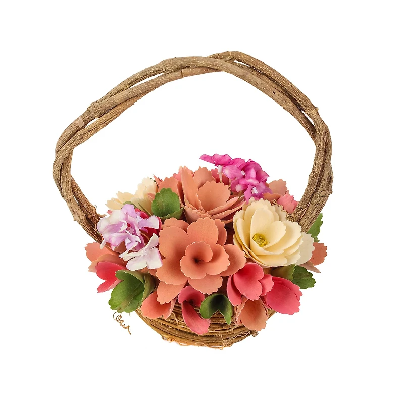 10" Pink Spring Floral Basket