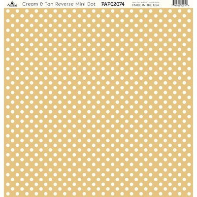 Paper Café Cream & Tan Reverse Mini Dot 12" x 12" Cardstock, 15 Sheets