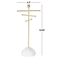 13" Gold Metal 6-Slot Jewelry Stand with White Base