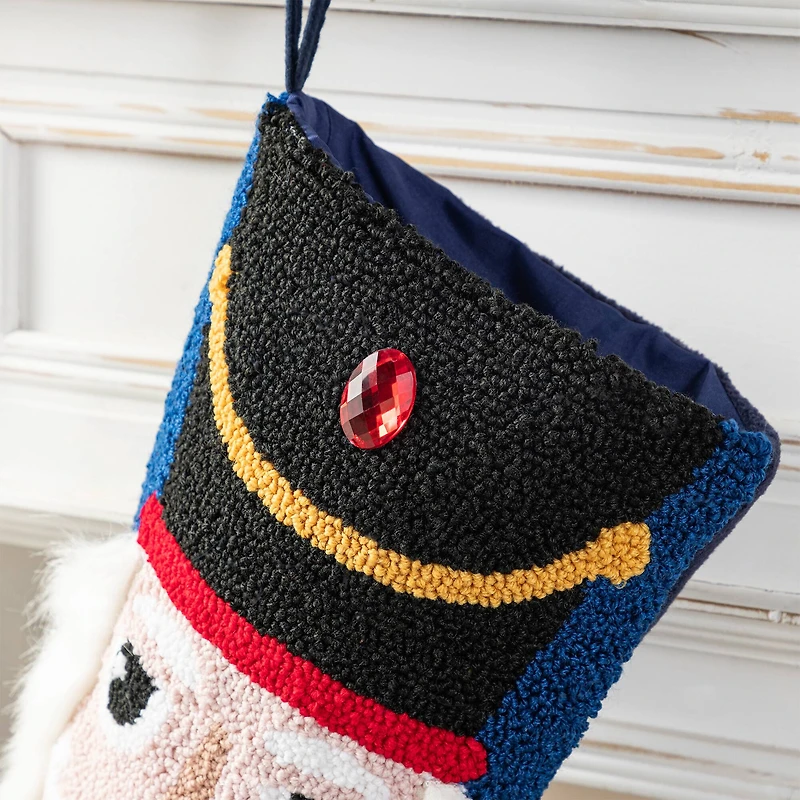 Glitzhome® 21"L Hooked Christmas Nutcracker Stocking