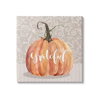 Stupell Industries Grateful Autumnal Pattern Pumpkin Canvas Wall Art