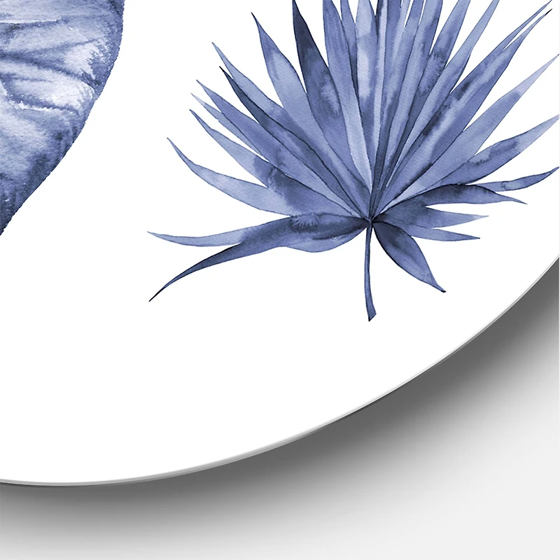Designart - Abstract Blue Set Of Plant Leaves