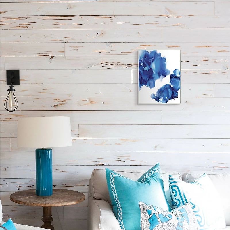 Stupell Industries Blue Ink Blot Abstraction Over White Wall Plaque