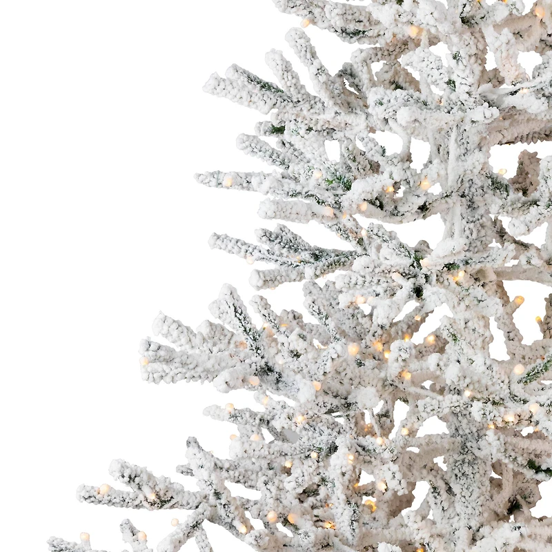 7.5ft. Pre-Lit Medium Flocked IPT Artificial Garden Christmas Tree, Warm White LED Lights